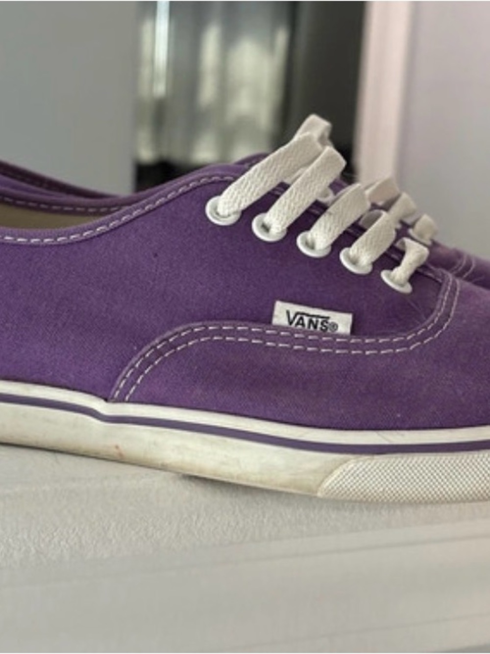Vans Purple Canvas Low-Top Sneakers with White Trim